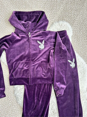 Playboy Rhinestone Velour Tracksuit Purple Set - Small - Worn Once